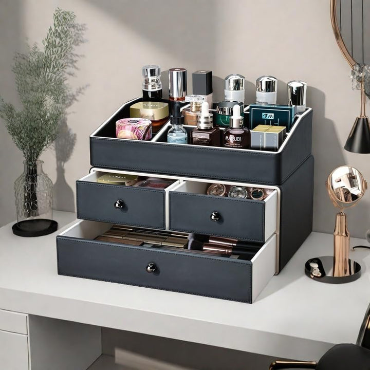 KINGFOM Make-up-Organizer, Kosmetik-Organizer mit 3 Schubladen und 5 Fächern, Make-up-Organizer (sch