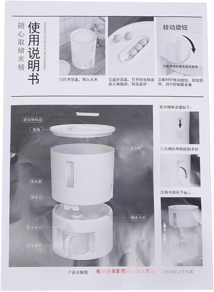 EurHomePlus Reisspender 6kg/10kg Food Storage Box Reisvorratsbehälter, Messbecher mit Skala, Luftdic