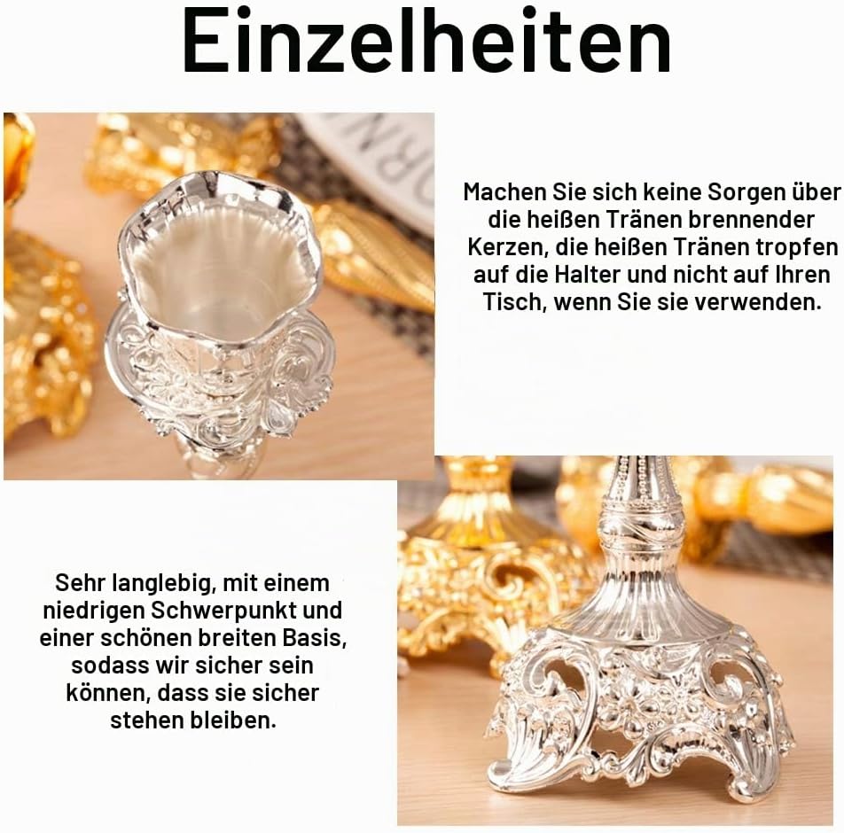 Sziqiqi 2er Set Kerzenständer Kerzenhalter Kerzenleuchter in Silber für schabbat Kerzen, Metall Deko