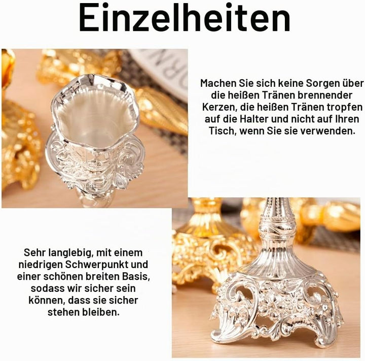 Sziqiqi 2er Set Kerzenständer Kerzenhalter Kerzenleuchter in Silber für schabbat Kerzen, Metall Deko