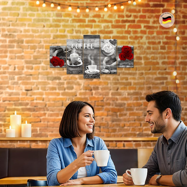 Runa Art Wandbilder Kaffee Küche 5 Teilig Bild auf Vlies Leinwand Deko Esszimmer Küchenbilder Kaffee