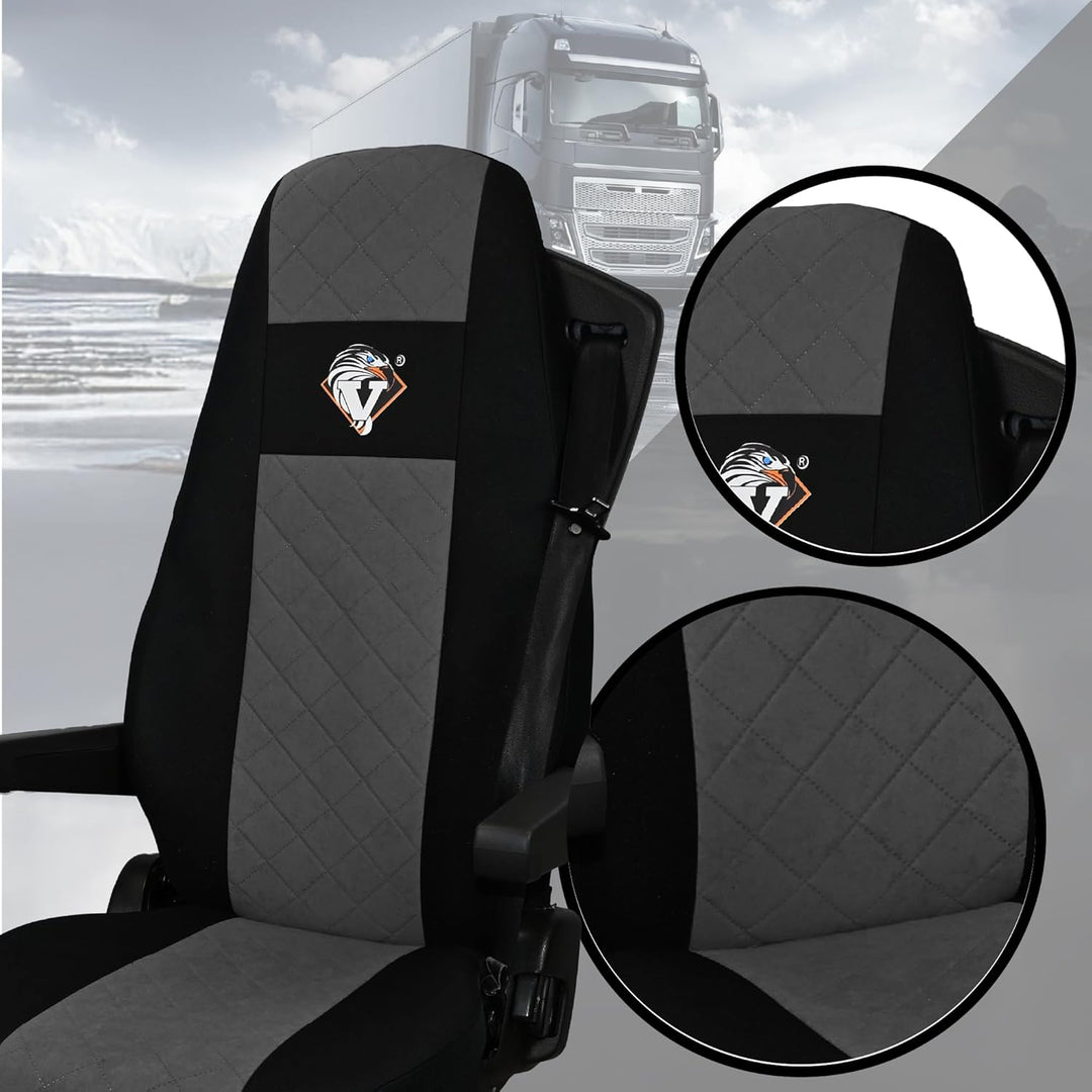 SABA Auto Sitzbezüge LKW Grau für Volvo FH4 2 Riemen | LKW Zubehör für Sitzschone - Strapazierfä
