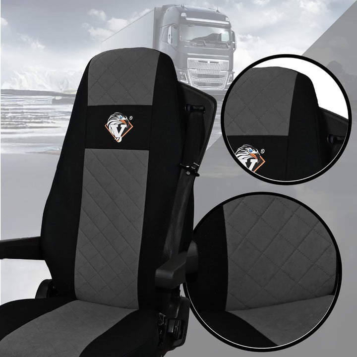 SABA Auto Sitzbezüge LKW Grau für Volvo FH4 2 Riemen | LKW Zubehör für Sitzschone - Strapazierfä