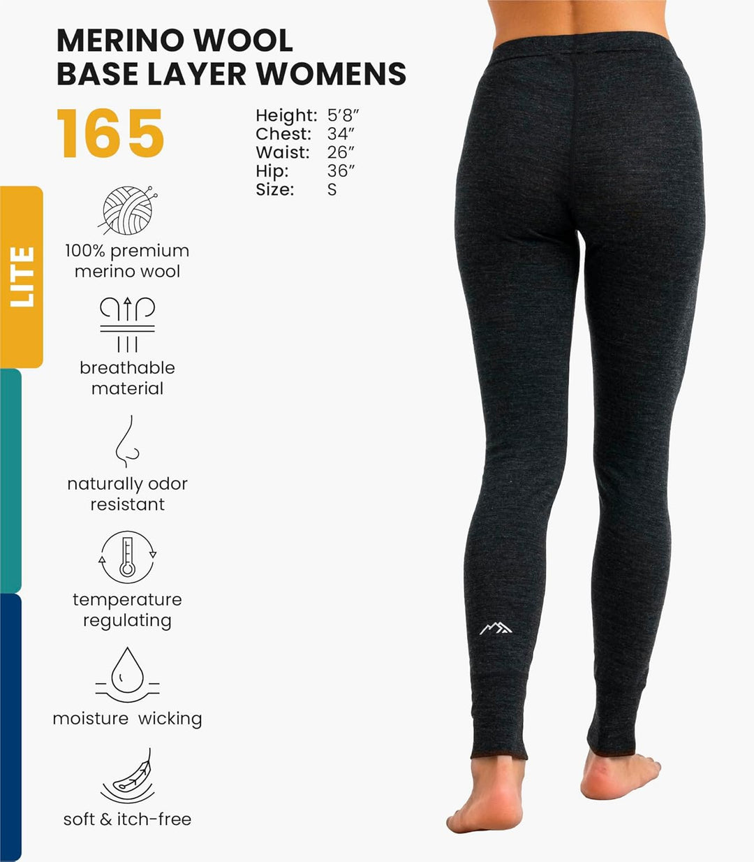 Merino Wolle Thermounterwäsche Damen - Merino Unterhose Damen Merino Leggings + Wollsocken S 165 Cha