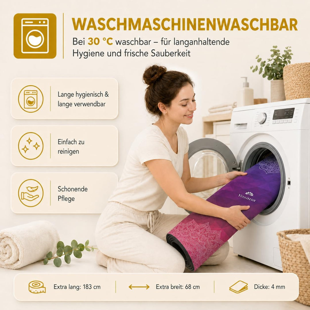 Yogamatte aus Naturkautschuk I Hot Yoga Mikrofaser Matte I Bikram Yogamatte Maschinenwaschbar I Ying