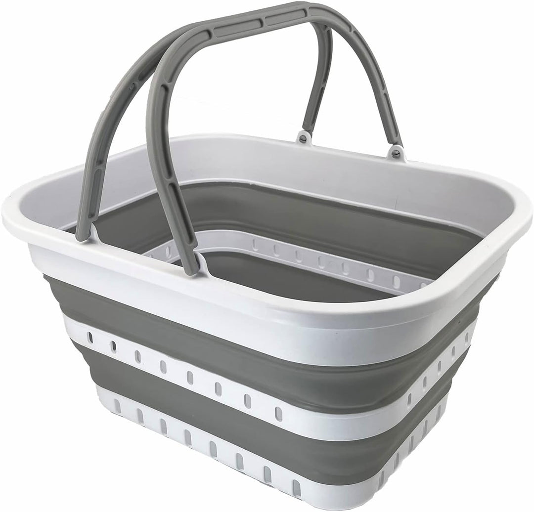 SAMMART 19L Collapsible Tub with Handle - Portable Outdoor Picnic Basket/Crater - Foldable Shopping
