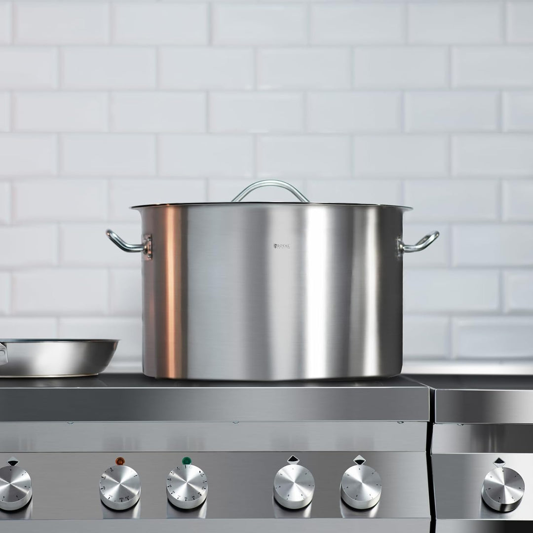 Royal Catering Edelstahltopf Induktion Kochtopf RCST-32E (31 L, Bodendicke 5 mm, Edelstahl)