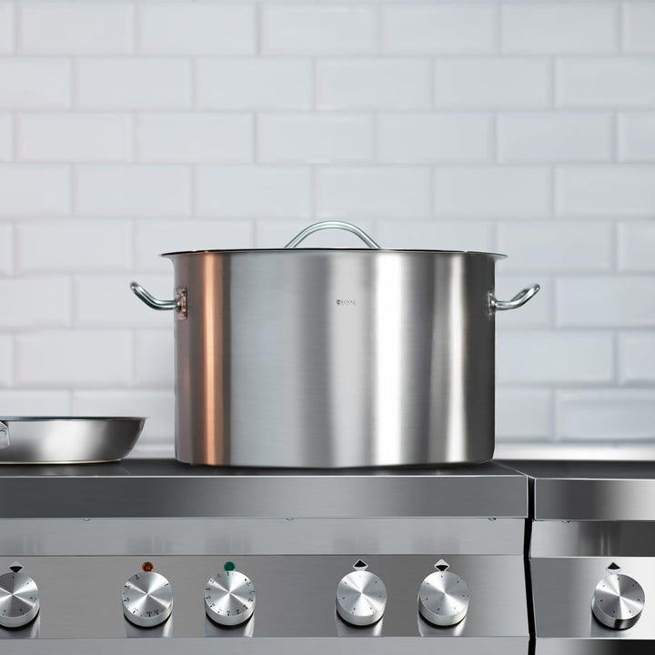 Royal Catering Edelstahltopf Induktion Kochtopf RCST-32E (31 L, Bodendicke 5 mm, Edelstahl)
