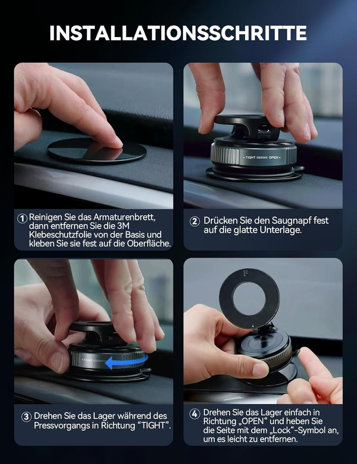 JOYROOM Vakuum Handyhalterung Auto Magnet Faltbar, Saugnapf Handy Halterung Auto Magsafe mit 360° Ve