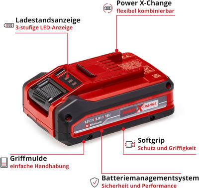 Original Einhell 18V 3,0 Ah Power X-Change PLUS (18V Akku, universell verwendbar für alle PXC-Geräte