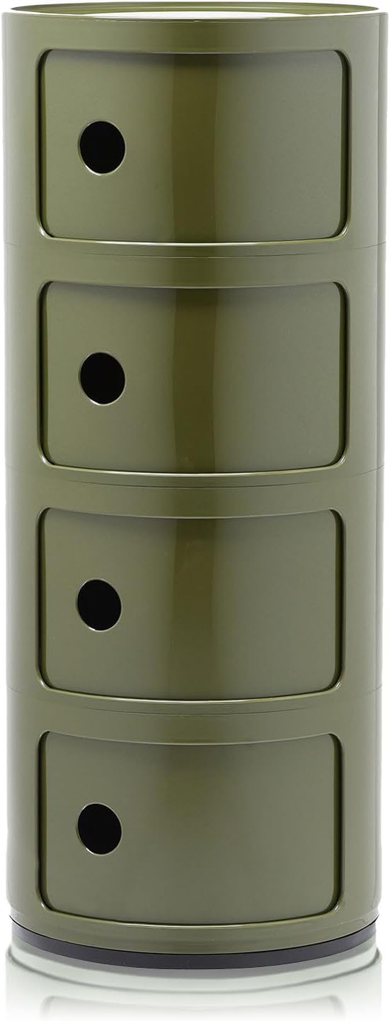 Kartell Componibili, 4 Elements, Grün, Runde Basis 4-fächer Grün, 4-fächer Grün