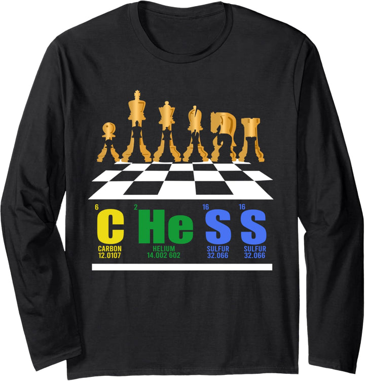 Schach Chess Periodensystem für Schachspieler und Chemiker Langarmshirt