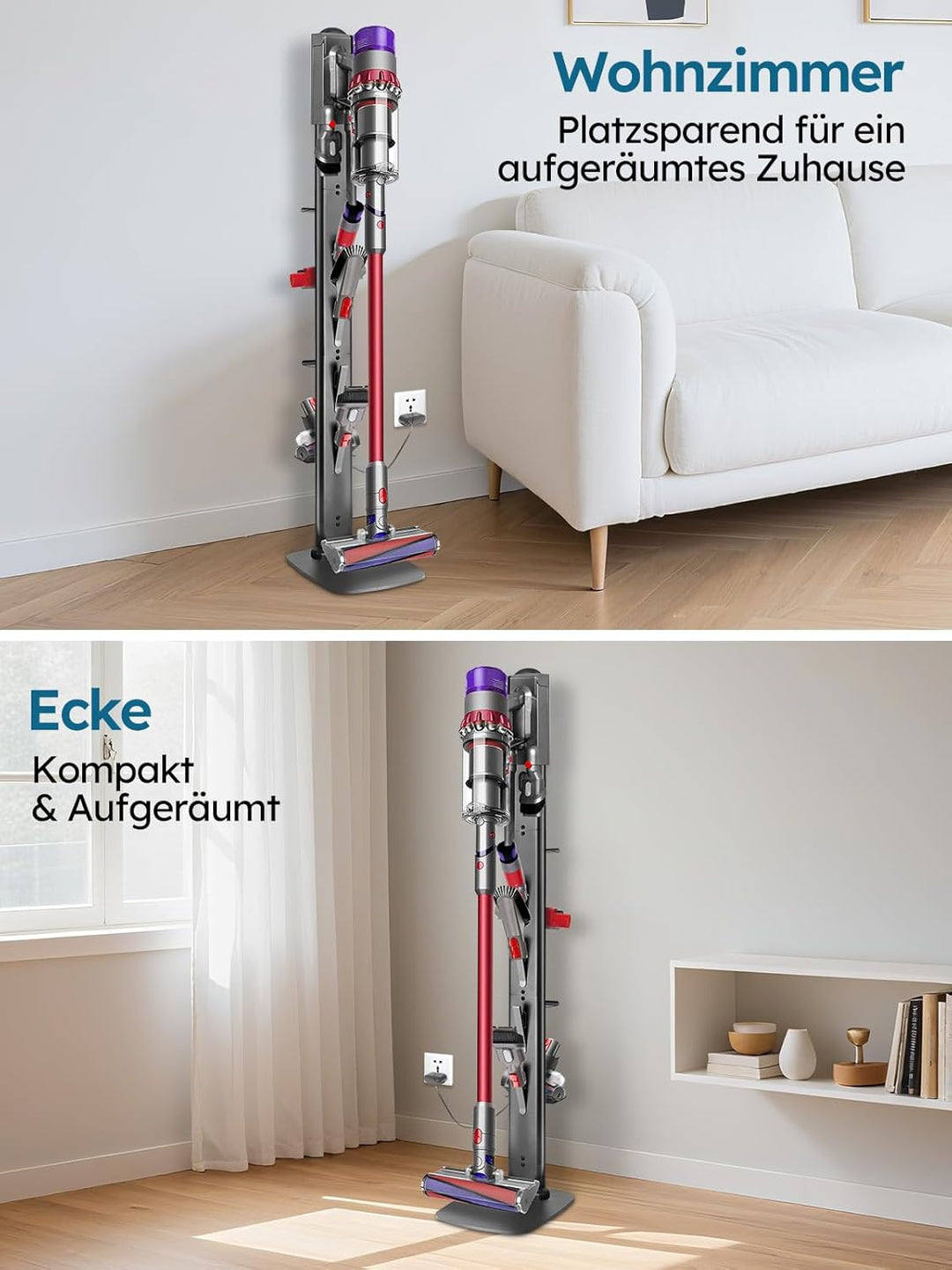 Ständer kompatibel mit Dyson G5 V15 V12 V11 V10 V8 V7 V6,Metall Halterung mit 4 Haken & 4 Regale für