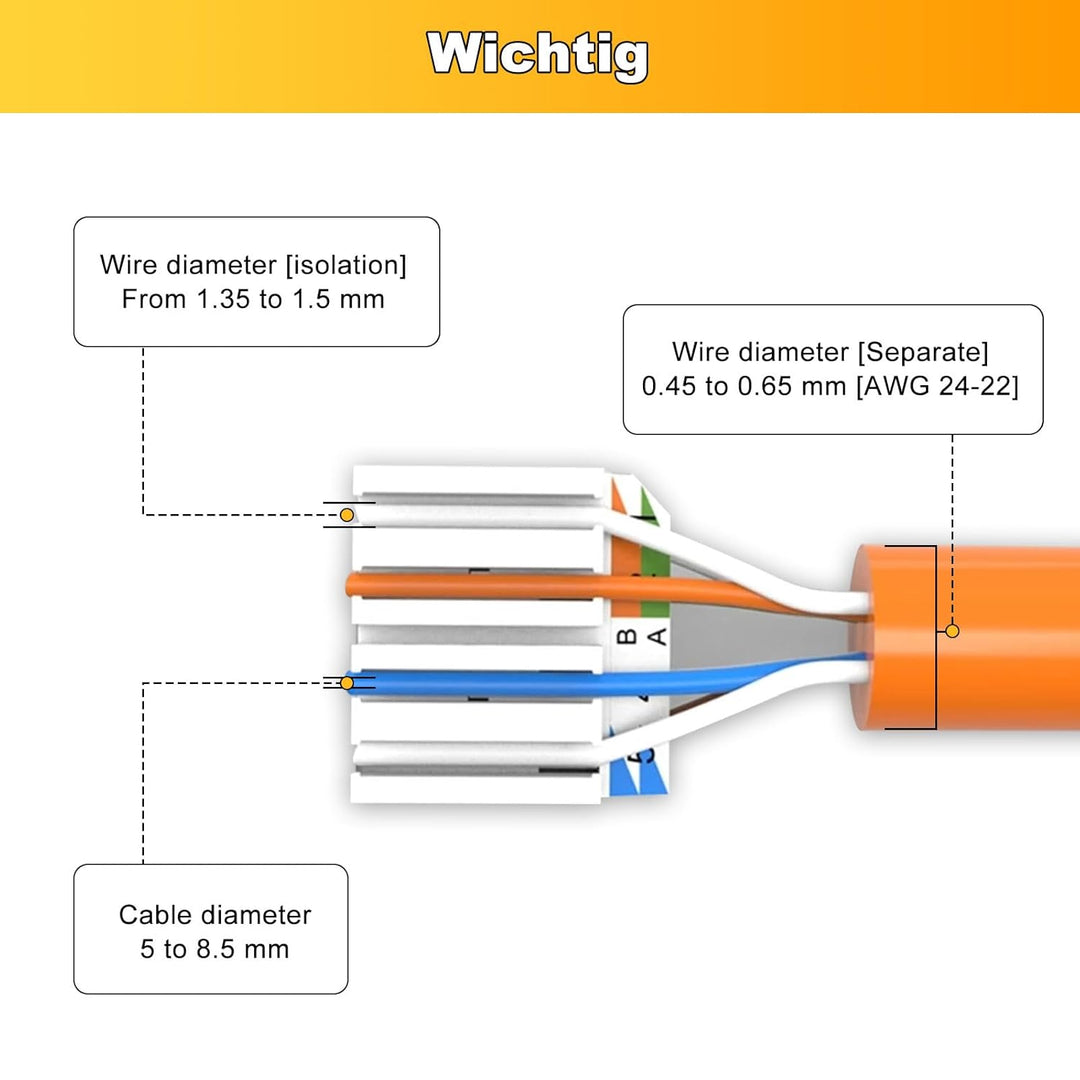 8x CAT 7 Keystone RJ45 Modul Buchse LAN Kabel 10 Gbit/s bis 1000 MHz AWG 22-24 werkzeuglos LSA vollg