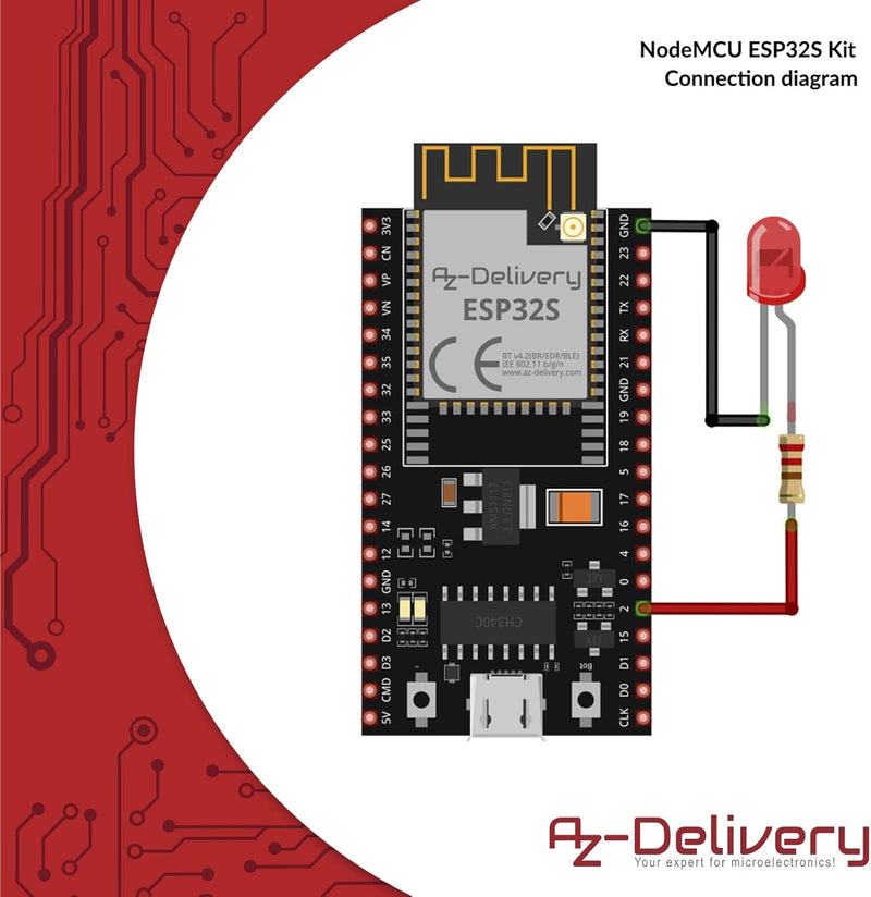 AZDelivery 3 x NodeMCU ESP32 S Kit Bluetooth Audio BLE MCU-Module Development Wifi Board mit 2,4-GHz