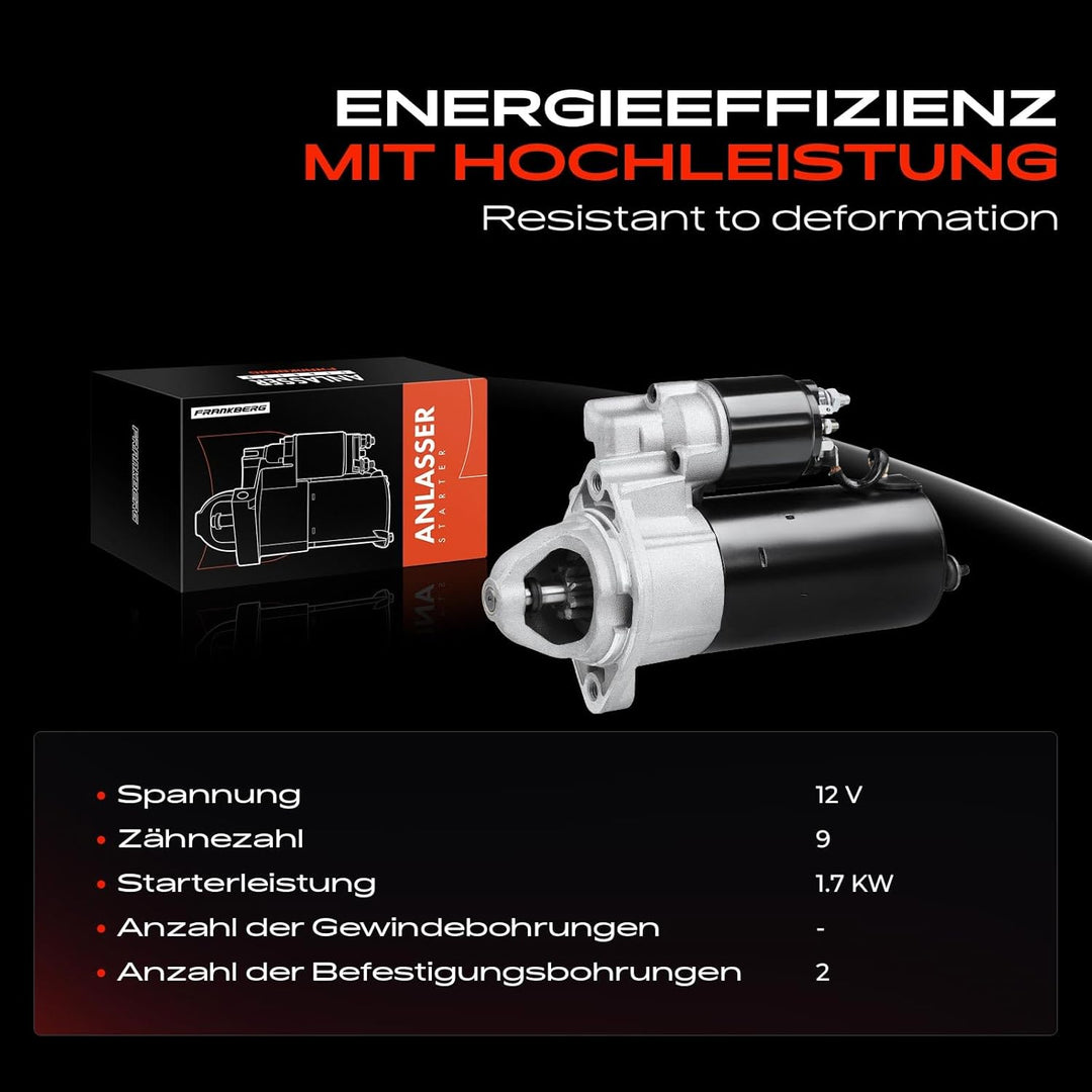 Frankberg Anlasser Autostarter Starter Kompatibel mit Roadster Z8 2002-2003 5er E34 1992-1995 5er E3