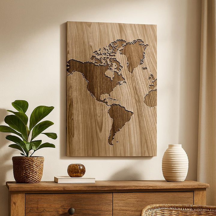 Bilder auf Leinwand Geographie Globus Karte Leinwandbild mit Rahmen 45x80cm Wandbilder Dekoration Wo