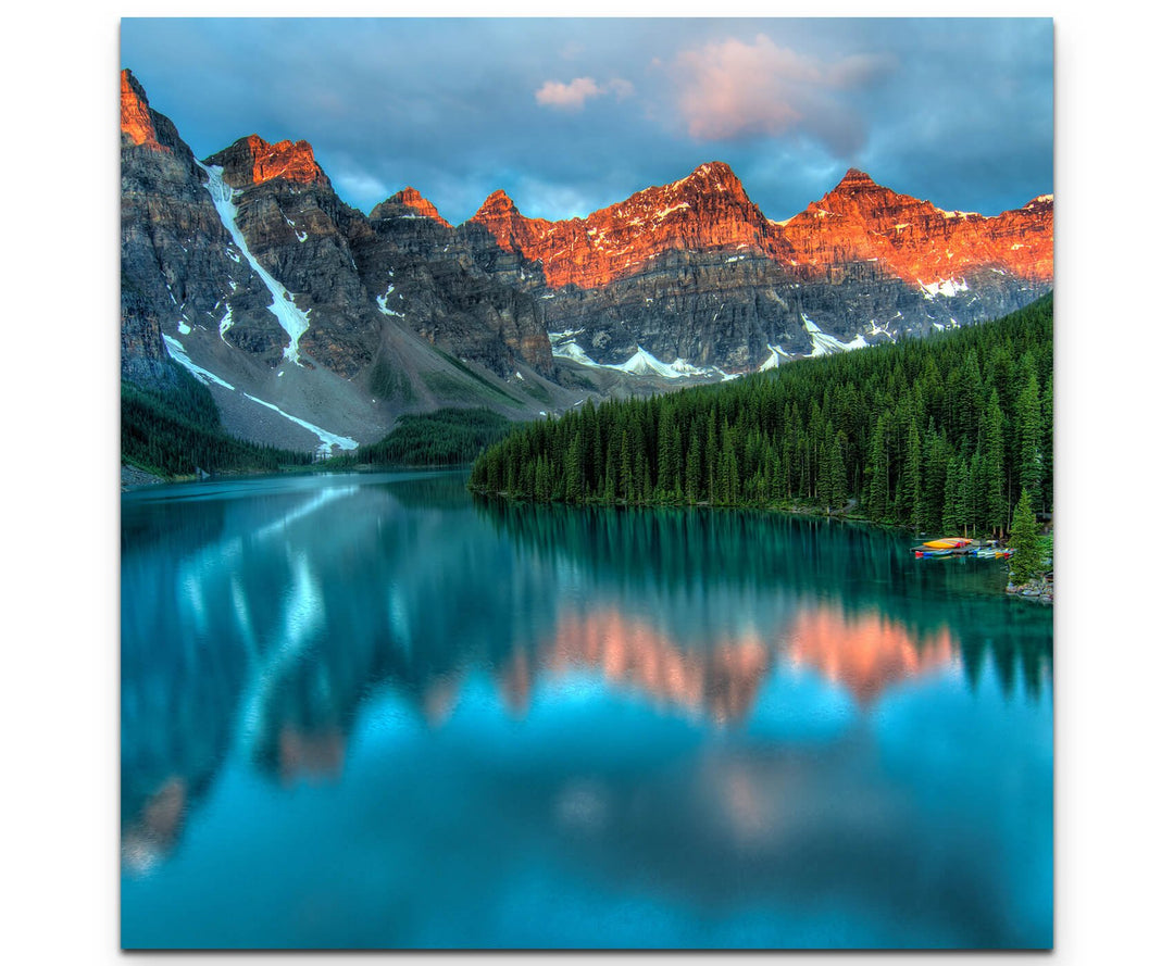 Paul Sinus Art Leinwandbilder | Bilder Leinwand 90x90cm Moraine See im Banff-Nationalpark – Kanada,