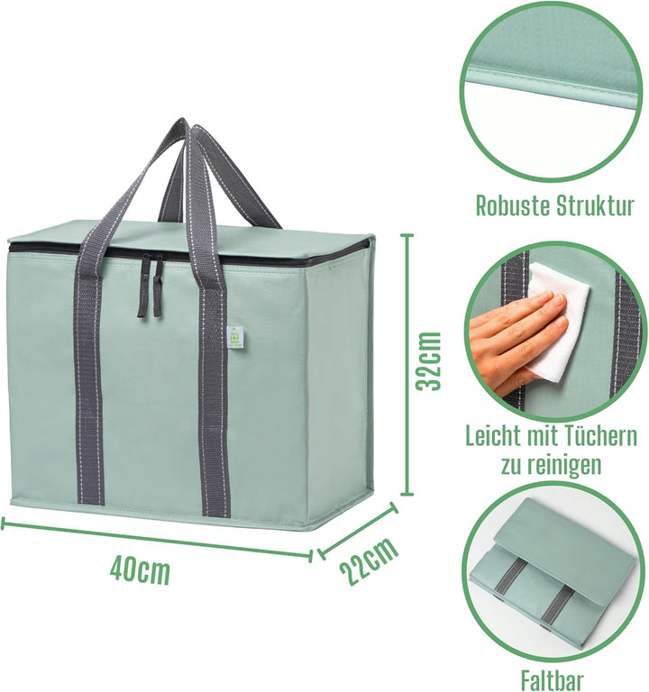 VENO 29 Liter Einkaufstasche Wiederverwendbare Faltbar Kühltasche, PP-Gewebe Gross Picknickkorb Robu