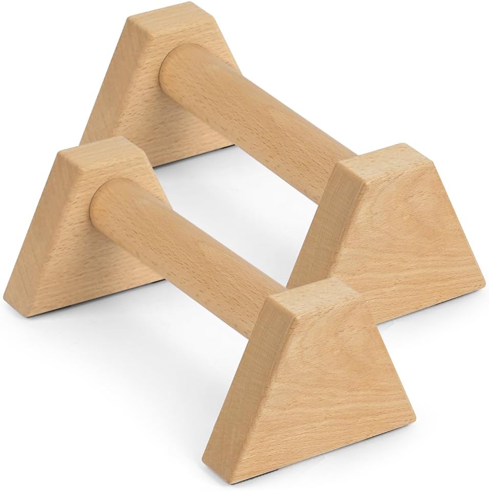 flintronic Liegestützgriffe Holz, 1 Paar Rutschfeste Push Up Bars, Holz Parallettes, Ergonomische Ha