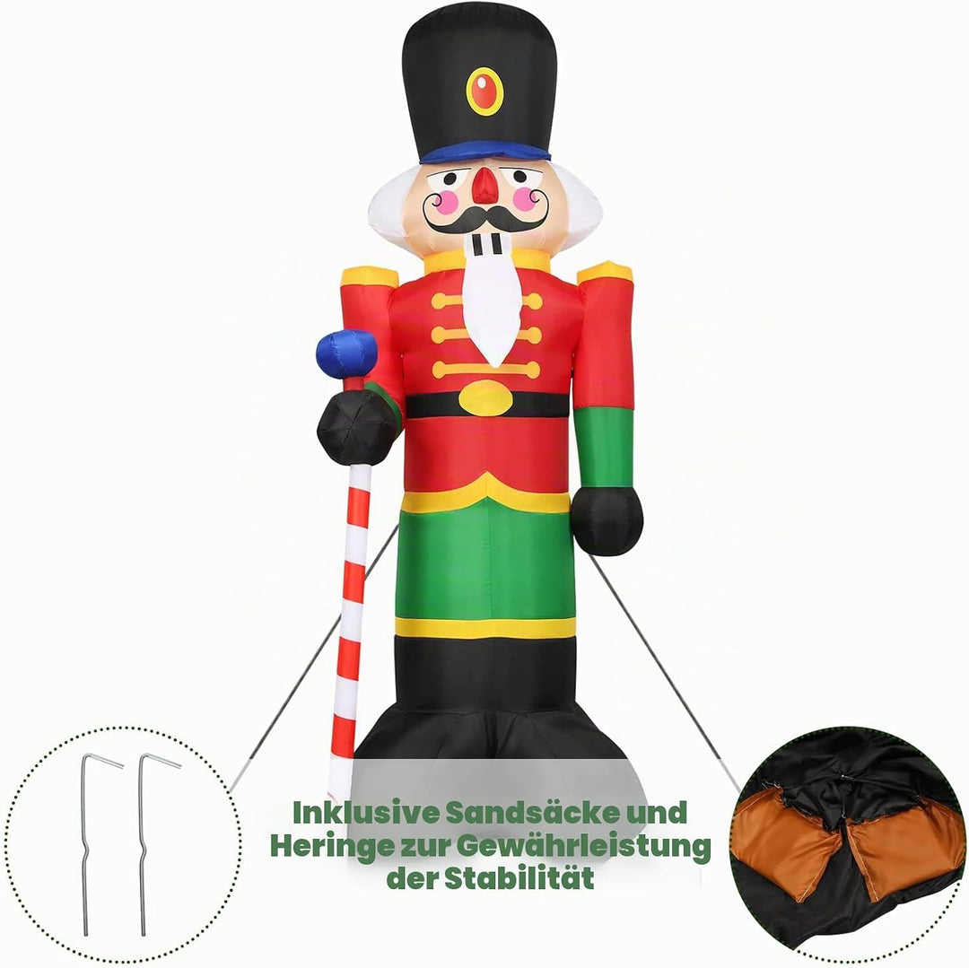 LIFEZEAL Aufblasbare Nussknacker Soldat für Weihnachten, 240cm Weihnachtsdeko mit LED-Beleuchtung, A
