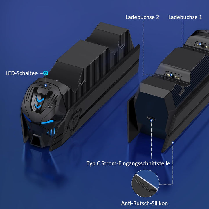 PS5 Controller Ladestation Zubehör, PS5 Ladestation Controller mit Cooles Aussehen Helm/2-3 Std Schn