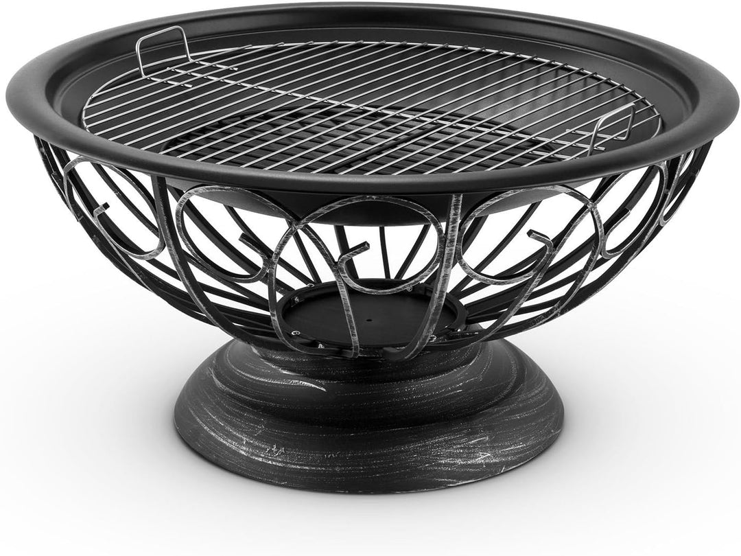 Blumfeldt 2-in-1 Feuerschale - Feuerkorb, Terassenofen, Gartengrill, Gitternetz für Funkenschutz, br