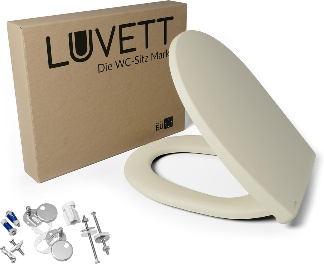 LUVETT® WC-Sitz mit Absenkautomatik C100 oval universell, Toilettendeckel mit 3 Edelstahl Montagelös