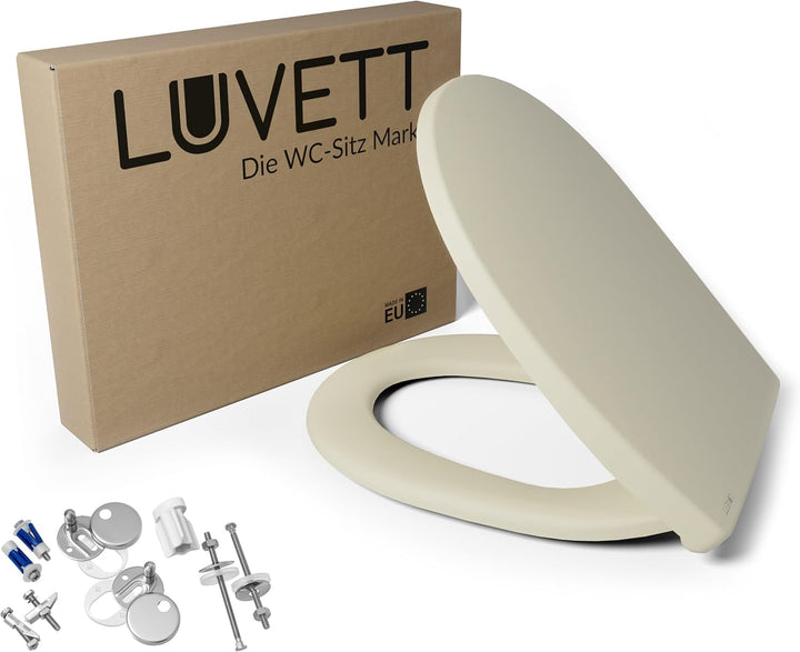 LUVETT® WC-Sitz mit Absenkautomatik C100 oval universell, Toilettendeckel mit 3 Edelstahl Montagelös