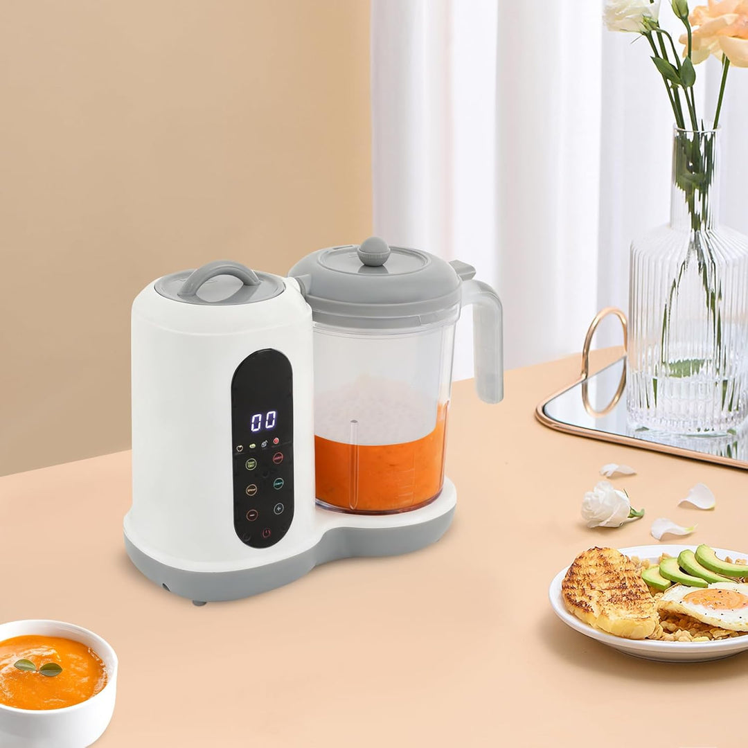 Babynahrungszubereiter mit Dampfkorb 450W, Dampfgarer, Mixer &amp; Erhitzen in einem Gerät, 400ml Kapazi