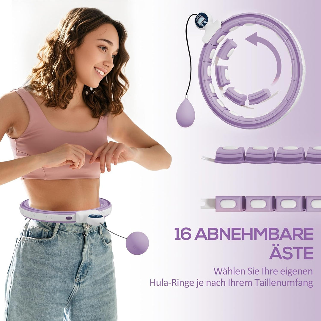 SPORTNOW Smart Hula Hoop Reifen Erwachsene mit Gewicht Kugel Zähler 16 Knoten (76-113cm) Einstellbar