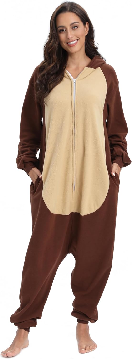 LABULA Onesie Tier Erwachsene Unisex Tieroutfit Cosplay Pyjamas Karneval kostüm S Braunbär, S Braunb