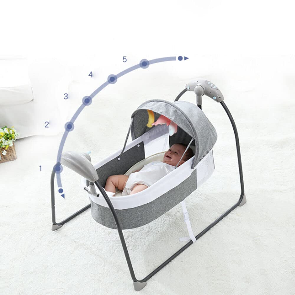 Babyschaukel, Tragbare Babywippe mit Fernbedienung Elektrisch Baby Wippe Schaukel 5 Schaukelgeschwin