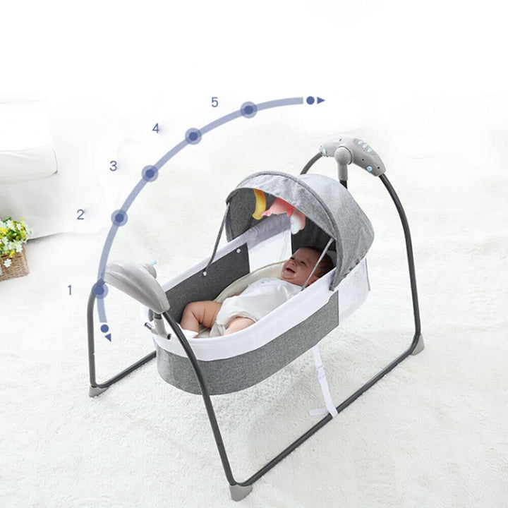 Babyschaukel, Tragbare Babywippe mit Fernbedienung Elektrisch Baby Wippe Schaukel 5 Schaukelgeschwin