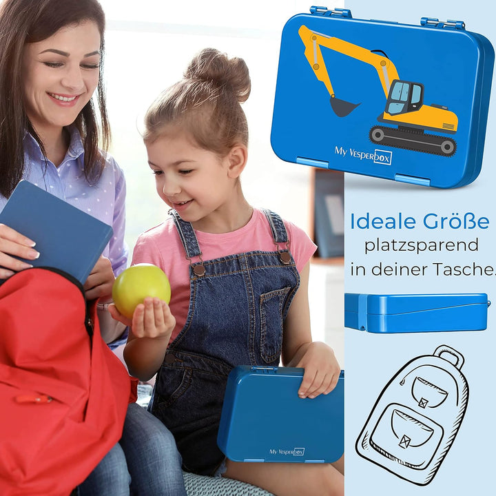 My Vesperbox – Len - Bento Box Kinder - Lunchbox mit 4+2 Fächern - extrem robust – Brotdose – Brotbo