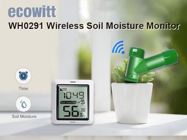 ECOWITT WH0291 Bodenfeuchtigkeitsprüfer für Pflanzen Erde Feuchtigkeitssensor mit digitalem LCD-Disp