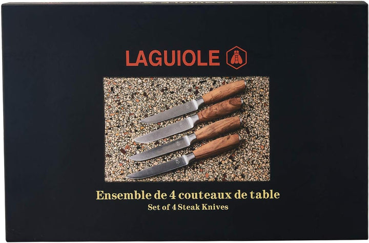 LAGUIOLE - Set mit 4 Steakmessern mit Olivenholzgriffen