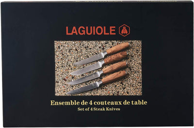 LAGUIOLE - Set mit 4 Steakmessern mit Olivenholzgriffen