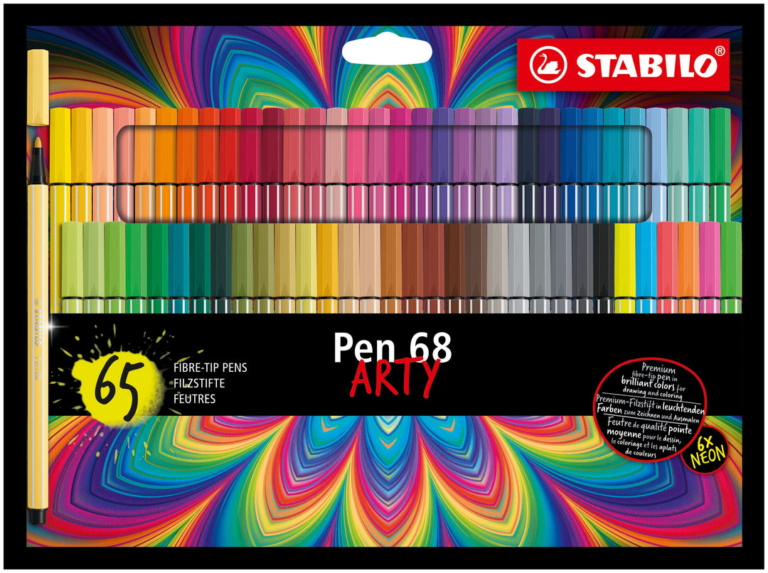 Premium-Filzstift - STABILO Pen 68 - ARTY - 65er Pack - mit 65 verschiedenen Farben, 65er Pack