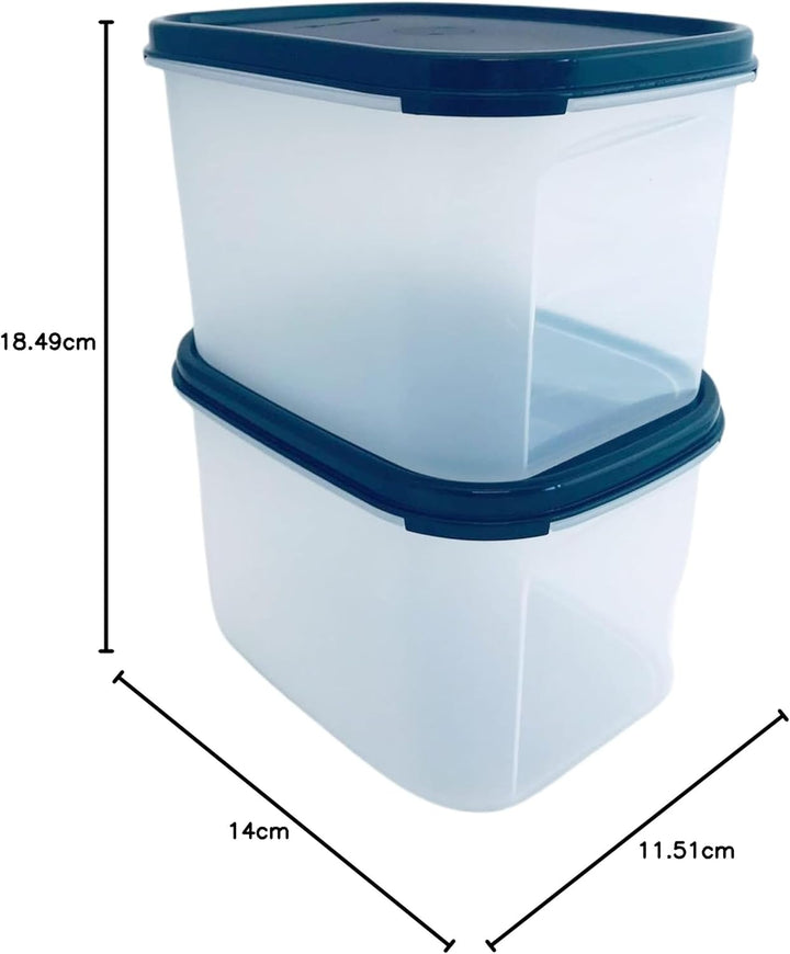 Tupperware Eidgenosse SET 2x 1,9L schwarz Quadratisch Kompaktus Kompaktbehälter Vorrat Modular Behäl
