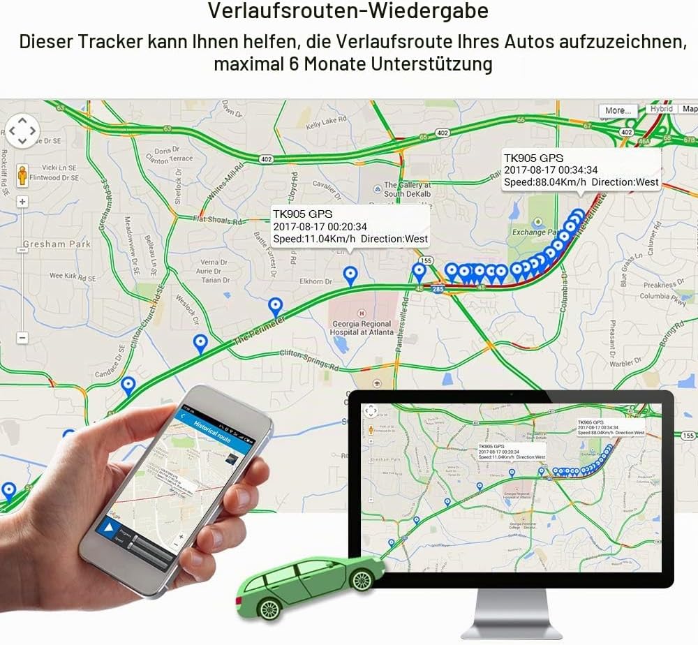 GPS Tracker 4G mit Integrierte SIM, Starker Magnetischer Wasserdichter 5000mah Akku Mit APP/PC-Platt