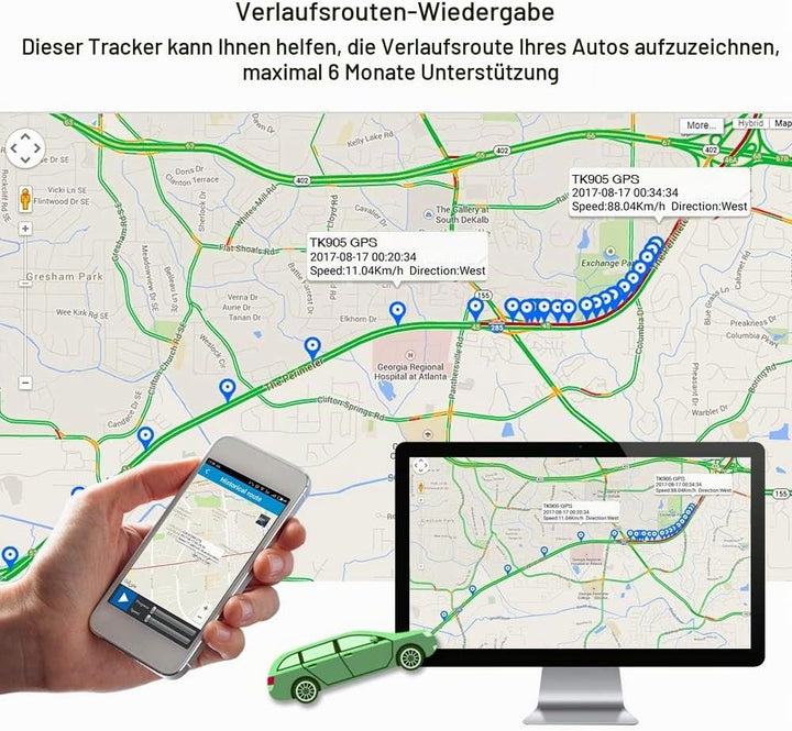 GPS Tracker 4G mit Integrierte SIM, Starker Magnetischer Wasserdichter 5000mah Akku Mit APP/PC-Platt