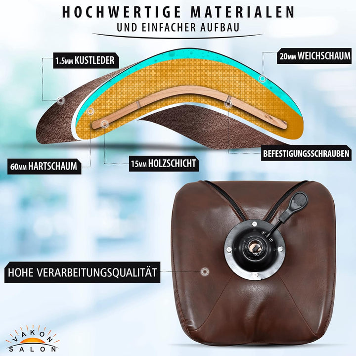 VAKON SALON - Premium Sattelhocker Braun, Sattelstuhl für Rückenentlastung, Rollhocker höhenverstell