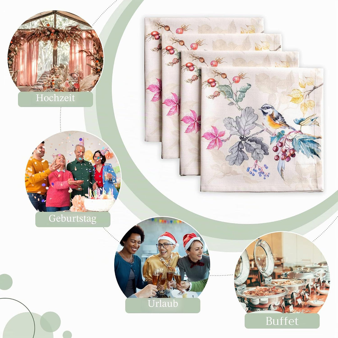 Maison d' Hermine Stoffservietten 4er Set aus 100 % Baumwolle Wiederverwendbare Stoffservietten Weih