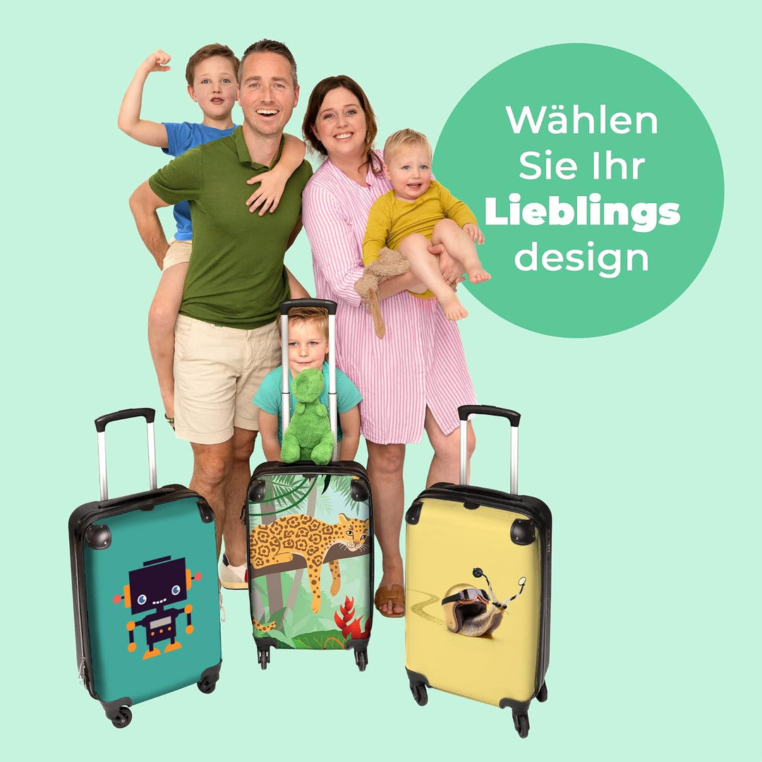 NoBoringSuitcases.com® Koffer Handgepäck Trolley Rollkoffer Kleine Reisekoffer mit 4 Rollen - Dschun