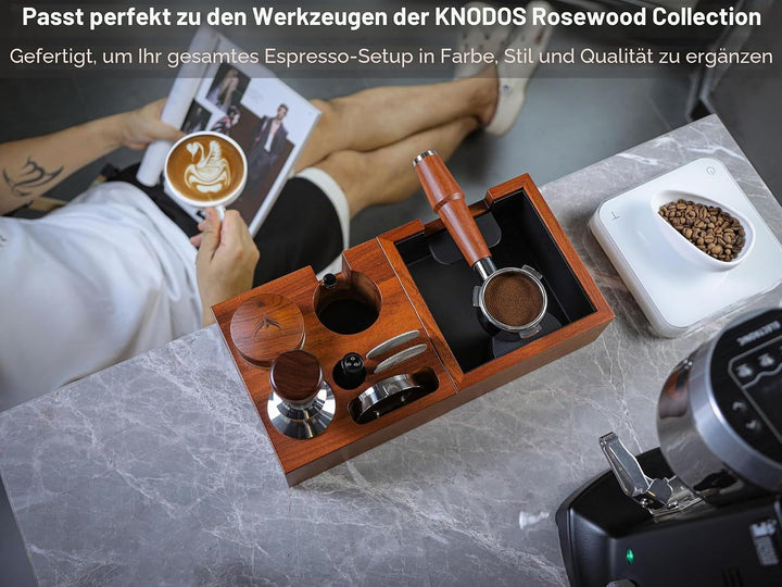 Rosewood Espresso Knock Box - Kaffeepuckeimer mit stossdämpfender Stange &amp; rutschfestem Boden | Prem