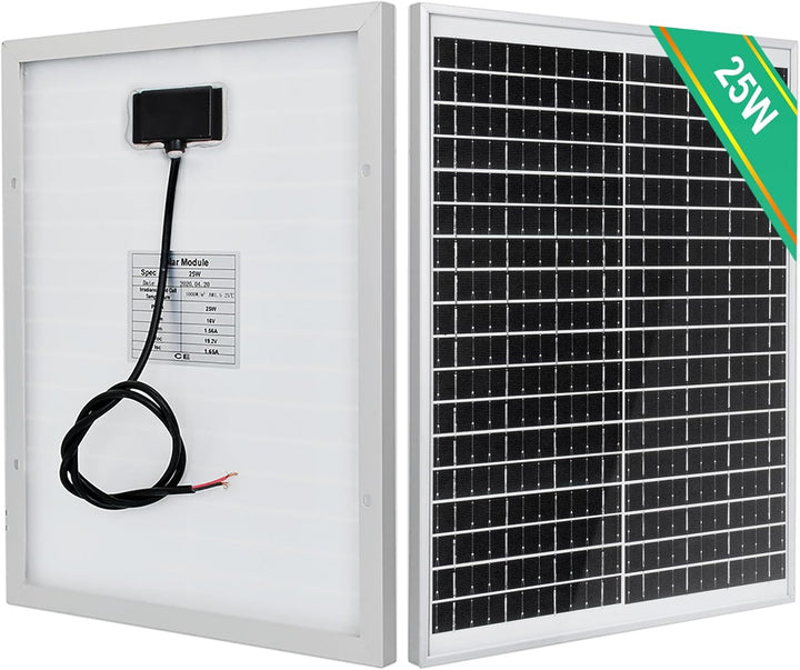 ECO-WORTHY 25 Watt 12 Volt Solarpanel IP65 Wasserdichtes Solarmodul Off Grid Batterieladung für Auto
