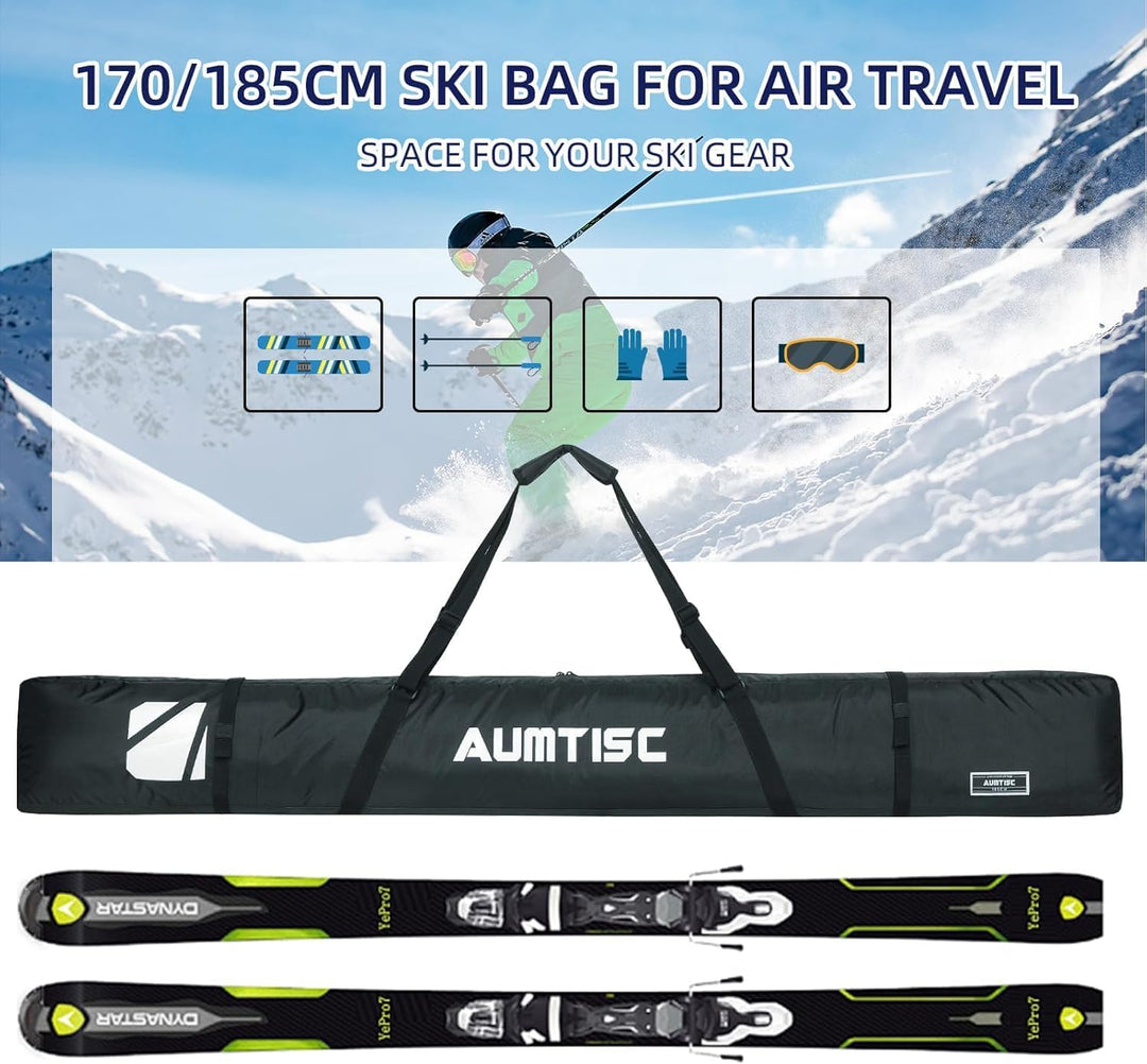 AUMTISC Skitasche Skisack Gepolstert Snowboardtasche Zum Transport Von Skiausrüstungstasche Mit vers