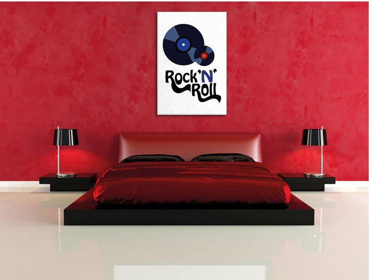 Pixxprint Rock 'n' Roll Schallplatten als Leinwandbild/Grösse: 100x70 cm/Wandbild/Kunstdruck/fertig
