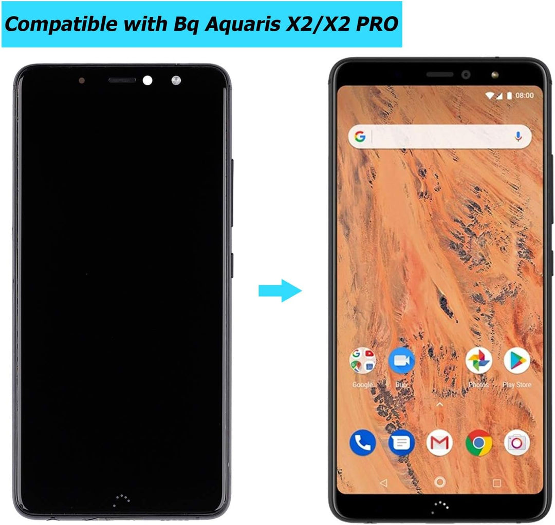E-YIIVIIL Ersatz LCD Display Kompatibel Für Bq Aquaris X2/X2 Pro 5,65 inch (Schwarz + Rahmen) Ersatz